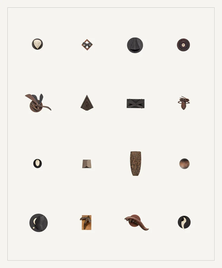 16 small wooden sculptures