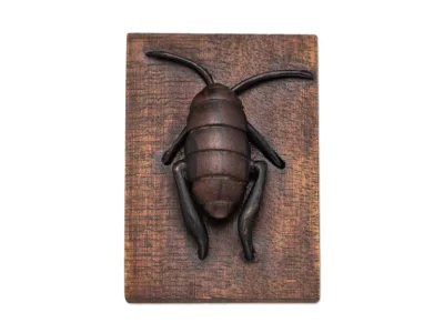 Small hand carved wooden sculpture of a beetle