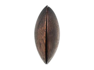 Small hand carved abstract wooden sculpture of clam shell