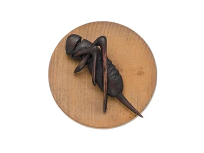 Small hand carved wooden sculpture of insect