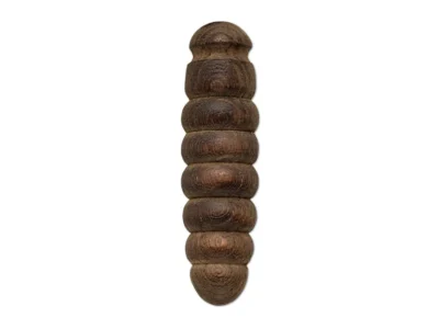 Small hand carved abstract wooden sculpture grub
