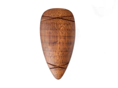 Small hand carved abstract wooden sculpture shield