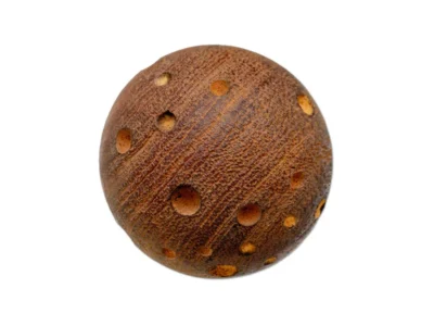Small hand carved wooden sculpture of a moon
