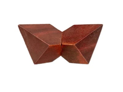 Small hand carved geometric abstract wooden sculpture