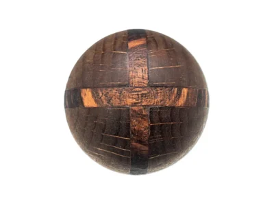 Small hand carved cross wooden sphere